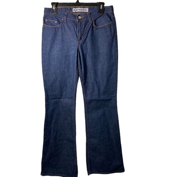 EXPRESS Precision Fit Women's Hipster Flare Denim Blue Hi-RiseJeans Size 5/6 - Picture 1 of 4